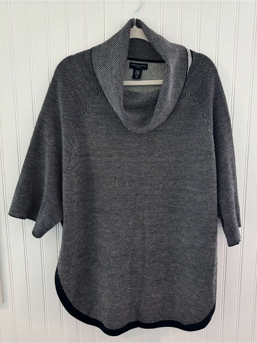Adrienne Vittadini Black & Gray Cowl Neck Sweater